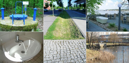 Baustein Wasser - Beispiele; Fotos: Brigitte Reichmann,  rechts unten: T. Ulrich