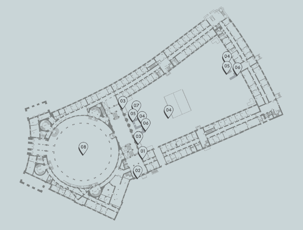 Lageplan der Musterflächen im Gebäude Fehrbelliner Platz 4