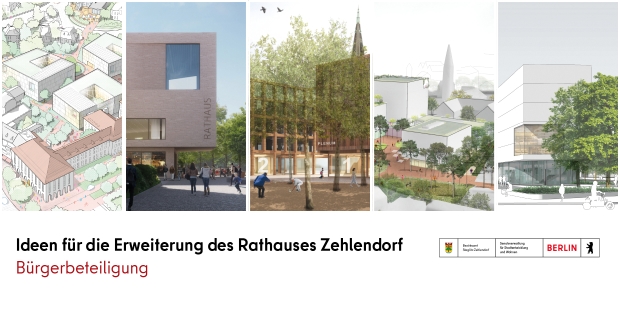 Grafik mit Konzeptideen für das neue Rathaus Zehlendorf
