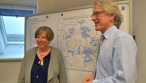 Senatorin für Stadtentwicklung und Wohnen Katrin Lompscher und Finanzsenator Dr. Matthias Kollatz-Ahnen; Foto: SenStadtWohn