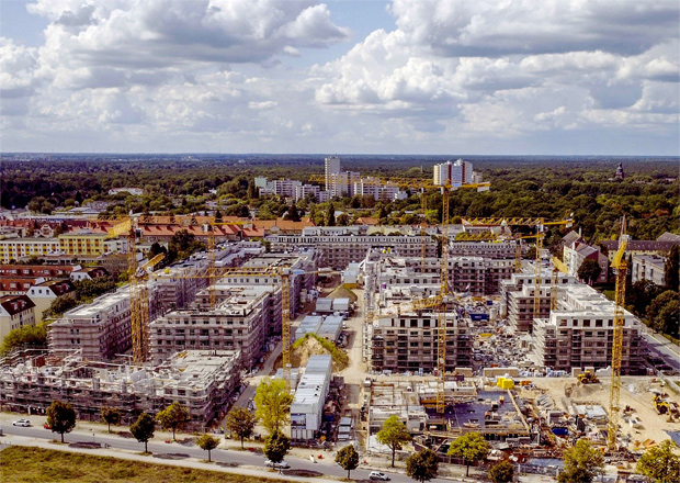 Pepitahöfe - Baustellenbild Drohnenaufnahme; Bild: WBM / Kilian-Immobiliengruppe / Senatsverwaltung für Stadtentwicklung und Wohnen