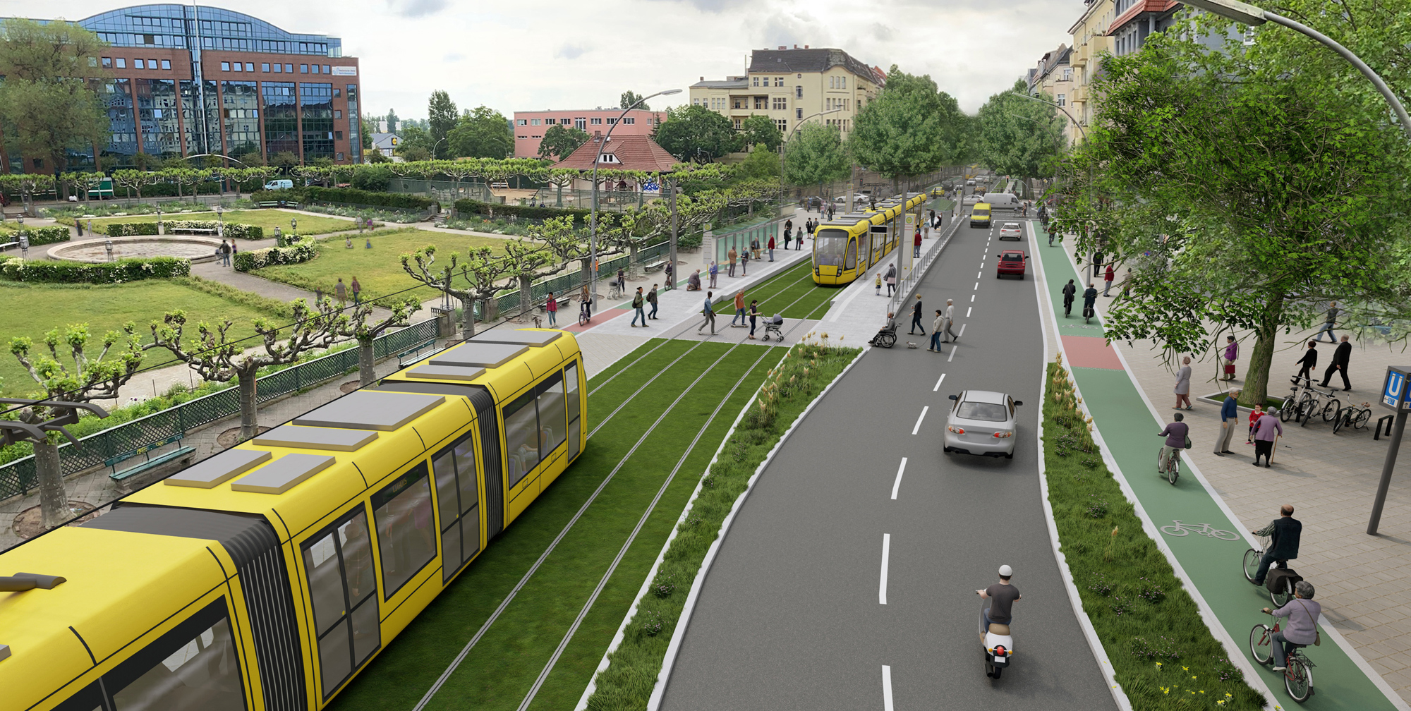 Visualisierung Straßenbahnneubau Mierendorffplatz