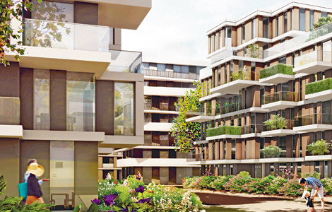 Conceptualisation of housing construction project, The Garden on Chausseestrasse, district centre, Source: Eike Becker_Architekten (architects)